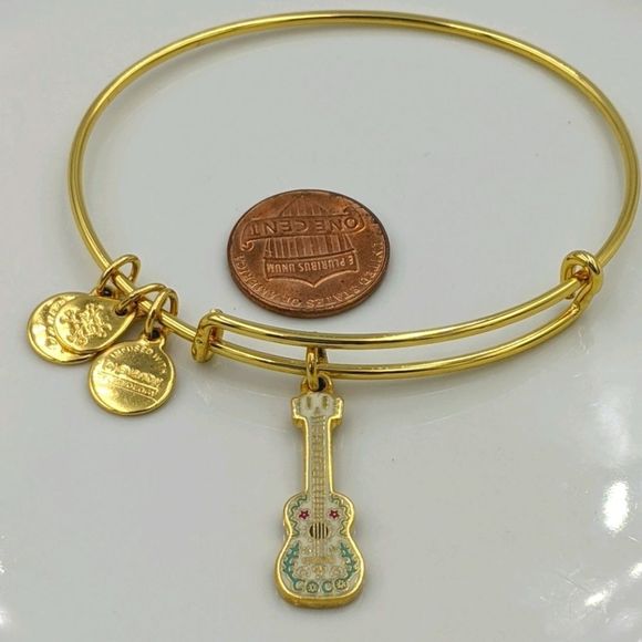 Alex and Ani Disney Gold Coco Guitar Bracelet - Picture 1 of 11